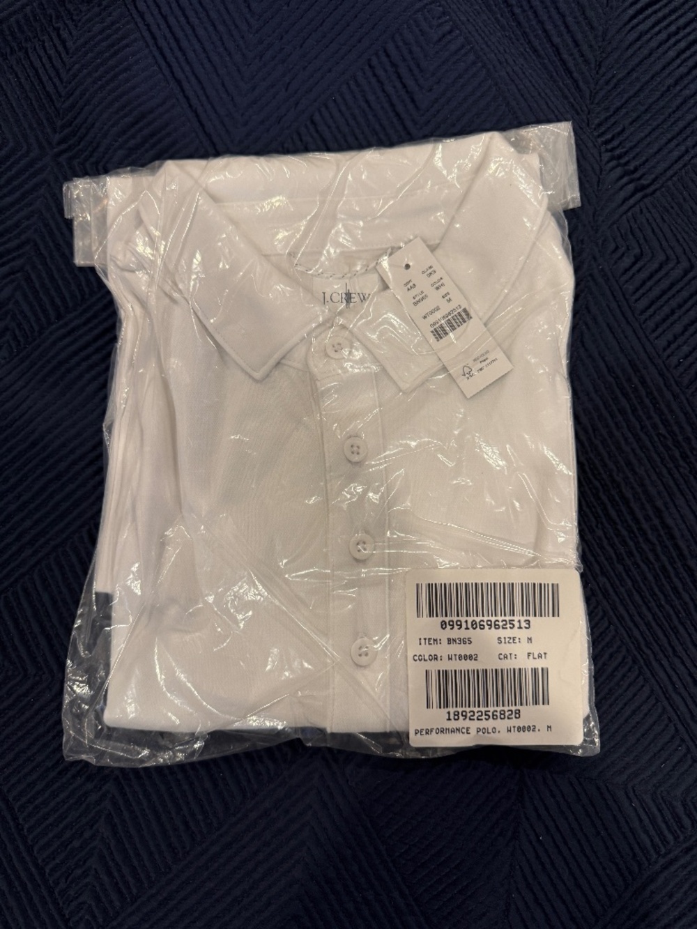 J. Crew Performance Polo Shirt with COOLMAX® technology - NWT - Size M - White